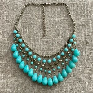 Teal beaded statement necklace